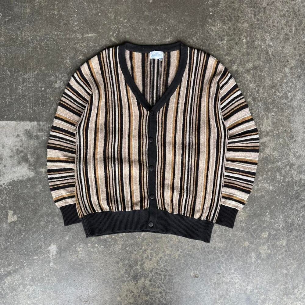 Vintage Abstract multicolor vertical knit sweater cardigan